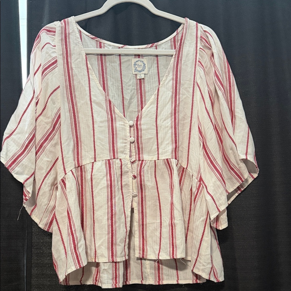 Francesca's Collections Red and White Striped Blouse